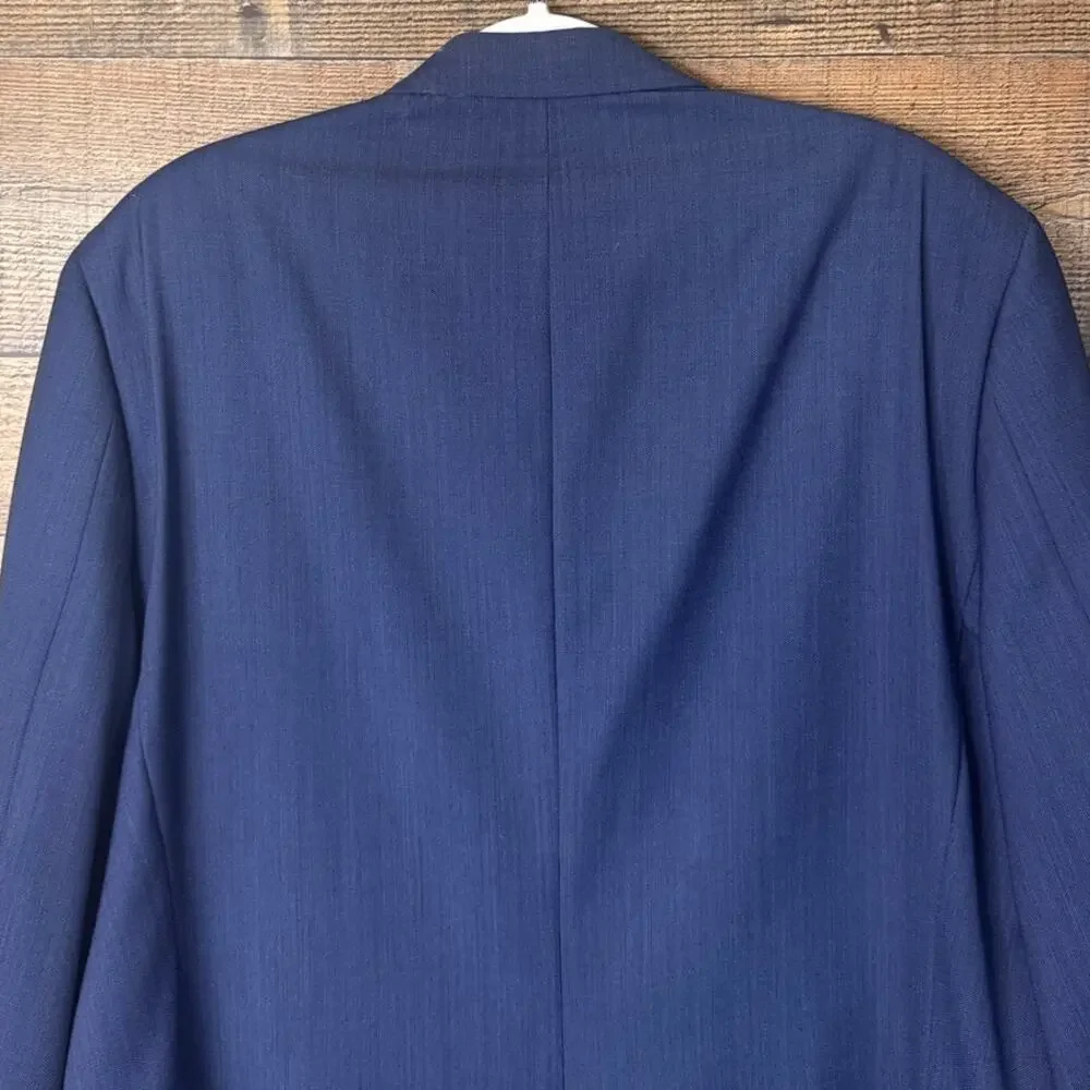 Lauren Ralph Lauren Two Button Suit Jacket Blazer Blue Wool Blend Size 46R